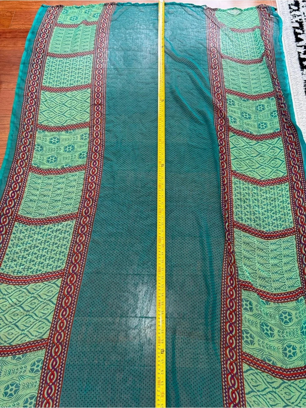 HUGE Scarf 3 X 7 Ft Lightweight Green Teal Patterned Scarf - Women Accessories